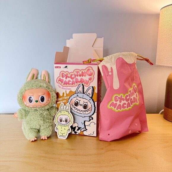 💚 AUTHENTIC - New Labubu the Monsters Exciting Macaron - Green Grape Opened Box - Picture 1 of 7